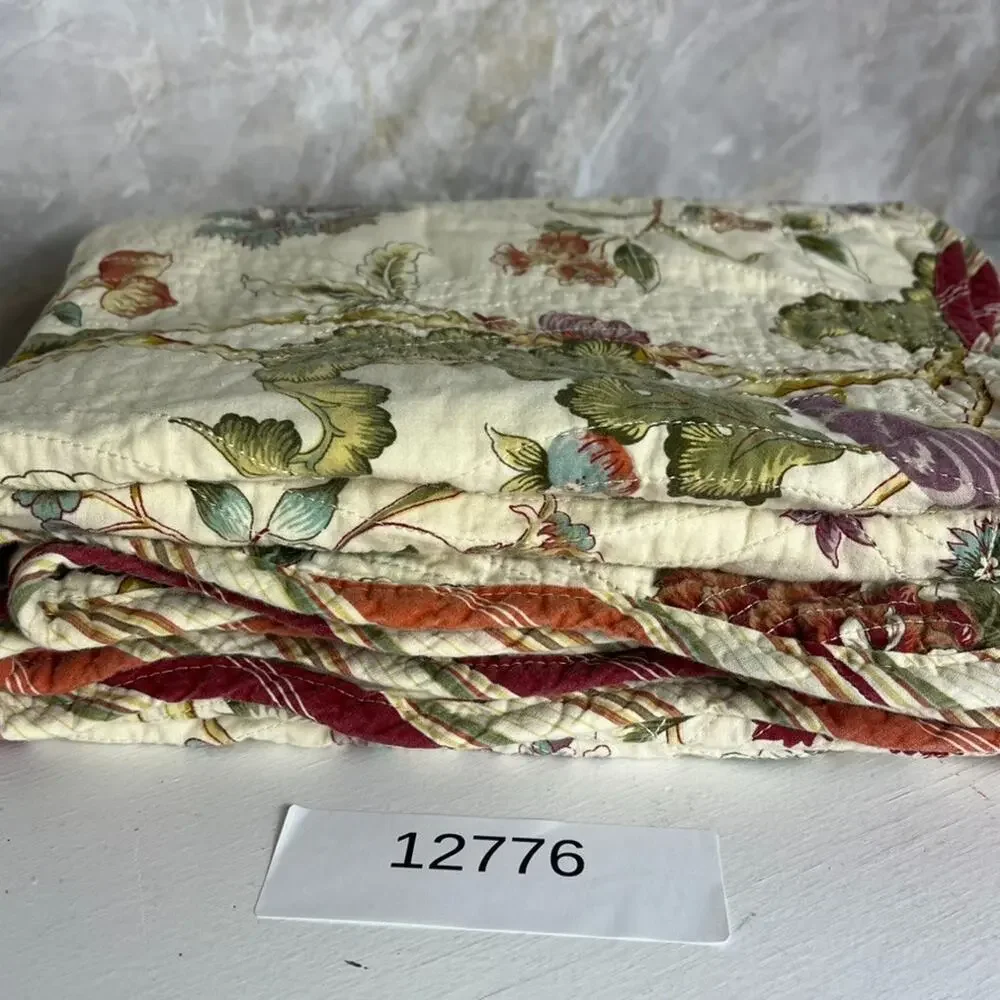 2 Waverly Charleston Chirp King Pillow Shams Quilted Birds Floral Striped